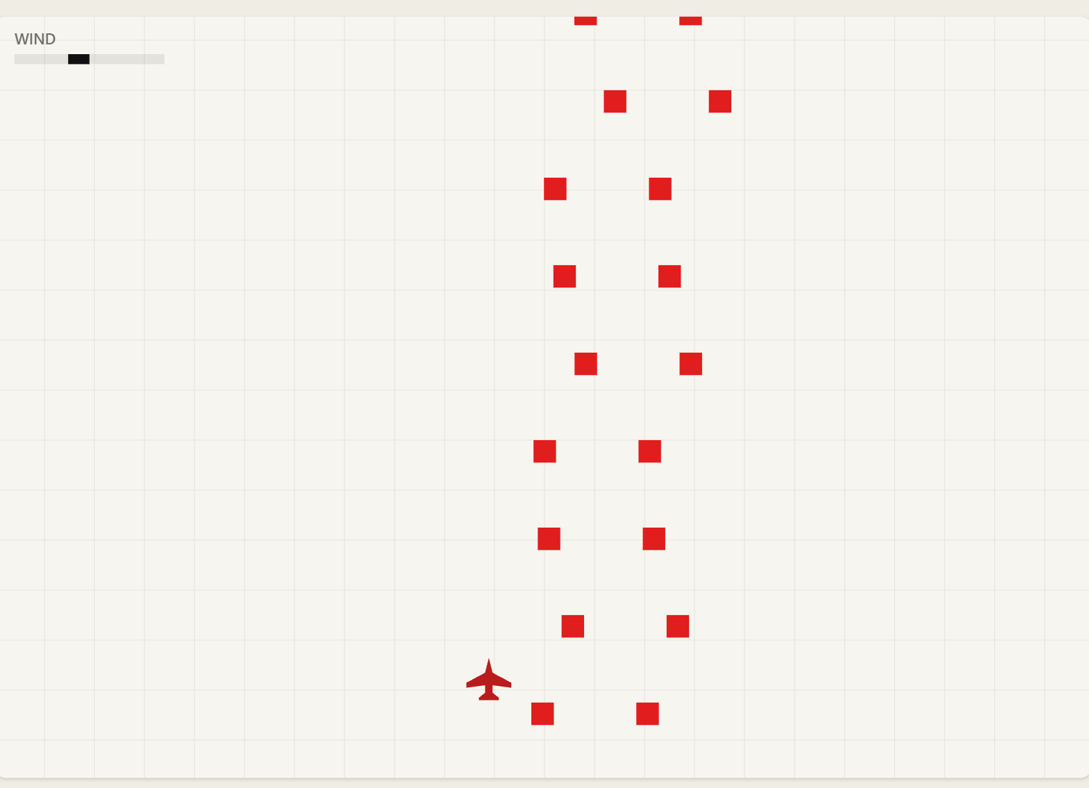 COMPASS Slalom test showing an aircraft navigating between red boundary boxes with a wind indicator