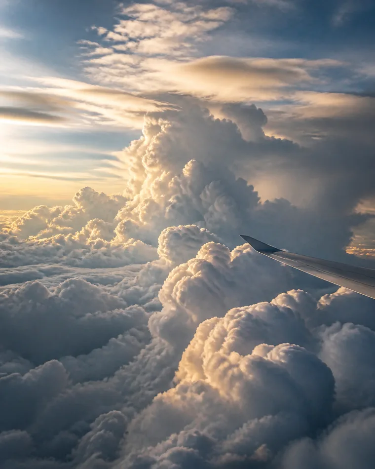 Towering cumulus cloud seen from the air